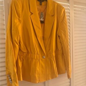 White House Black Market Mustard Yellow Peplum Blazer